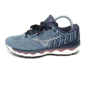 Mizuno Womens Wave Sky Waveknit 3 J1GD192539 Blue Lace Up Low Top Size 8.5